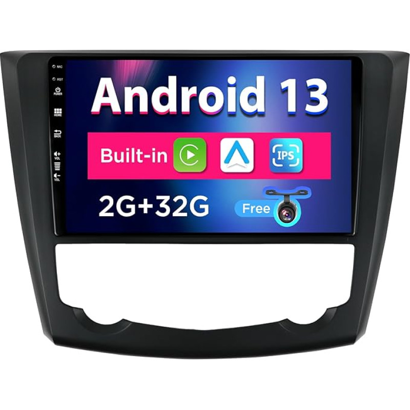 SXAUTO Android 13 IPS Car Radio for Renault Kadjar (2015-2019) - Built-in CarPlay/Android Car - Reversing Camera Free - 2G + 32G - Steering Wheel Control DAB Fast Boot WiFi DSP Bluetooth - 2 DIN 9