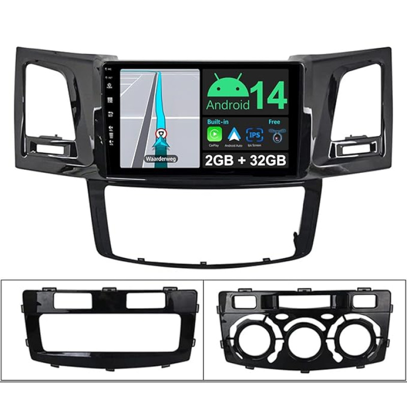 JOYX Android 13 IPS Car Radio Fits Toyota Fortuner Hilux Revo Vigo (2004-2014) - Built-in CarPlay Android Car - Free Camera - 2G + 32G - 9 Inch 2 DIN - DSP DAB SWC WiFi Fast Boot 4G BT