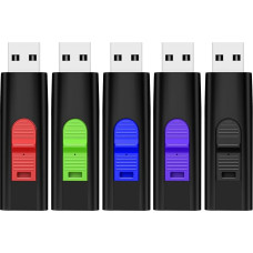 USB-Stick, 16 GB, 5 Stück, USB 2.0, USB-Stick, drehbar, hohe Geschwindigkeit, Speicherung U Festplatte, gutes Geschenk (5 spalvų: Rot, Grün, Schwarz, Blau, Violett)