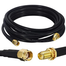BOOBRIE RP-SMA prailginimo kabelis RG58/U RP-SMA Male to RP-SMA Female Bulkhead WiFi antenos prailginimo koaksialinis kabelis, skirtas belaidžio PCIE tinklo kortelei, USB WiFi adapteriui, WiFi maršrutizatoriaus kamerai