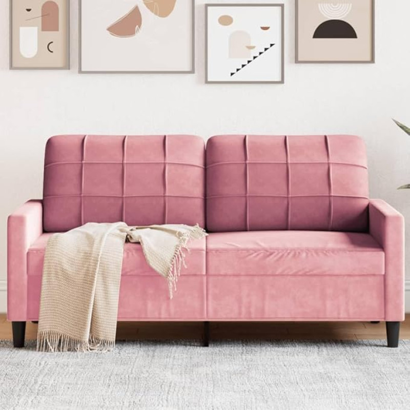 Snsowed 4007627 2 vietų sofa, rožinė, 140 cm, aksomas, svetainės sofa, Sofos ir kušetės, Poilsio sofa, Svetainės sofa