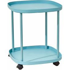 Mobilus šoninis staliukas su ratukais, metalinis šoninis staliukas, šoninis staliukas svetainei, šoninis staliukas sofai, mažas kavos staliukas, miegamojo staliukas (spalva: žalia)