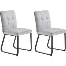 byLIVING TALEA Dining Room Chairs, Set of 2, 2 x Kitchen Chairs, Woven Fabric, Light Grey, Metal Frame, Black Powder-Coated, Dining Room Chair, Living Room Chair, up to 120 kg, W 46, H 86, D 55 cm
