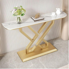 Moderner Konsolentisch mit goldenem Akzent für Eingangsbereich, Flur und Wohnzimmer - stilvoller Foyertisch, 100 cm/39,4 Zoll, dekorativer Sofatisch für die Inneneinrichtung.