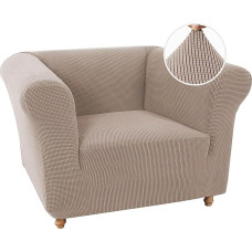 XHDZSW Sofos užvalkalas 1/2/3 sėdimoms vietoms, skalbiamas elastinis sofos užvalkalas, elastingas neslystantis, žakardinis elastinis sofos užvalkalas, apsauginis užvalkalas sofos laikikliui (chaki, 1 sėdima vieta)