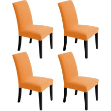 Stuhlhussen für Esszimmer - Stretch-Stuhlhussen für dekorativen Sitzschutz, ohne Armlehnen, abnehmbar, waschbar, elastisch, für Abendessen, universelles Spandex, solides Stuhlhussen-Set (4, Orange)