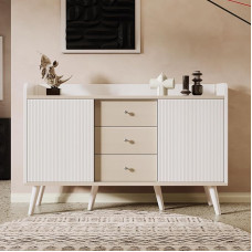 BTM Sideboard with Three Drawers, Exquisite Grain for Bedroom and Living Room, Modern Wood Colour Sideboard with Storage Shelves. L117.5 cm