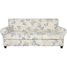 SearchI Stretch Sofa Cover Printed Floral Pattern 4 Pieces Sofa Slipcover with 3 Separate Pillow Covers Washable Furniture Protector for Living Room (Sofa Butterfly Pattern)