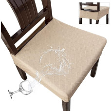 Genina Sėdynių užvalkalai kėdėms, valgomojo kėdės sėdynių užvalkalai virtuvės kėdėms, valgomojo kėdės užvalkalai (4 vnt., kairė nugara, chaki)