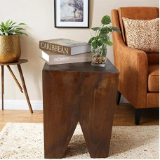 TORMAYS HOME Medinis staliukas Medžio kelmo staliukas Natūralaus medžio augalų stovas Rankų darbo mažas naktinis staliukas Rustic Accent Table for Sofa Bedside Balcony (Brown)