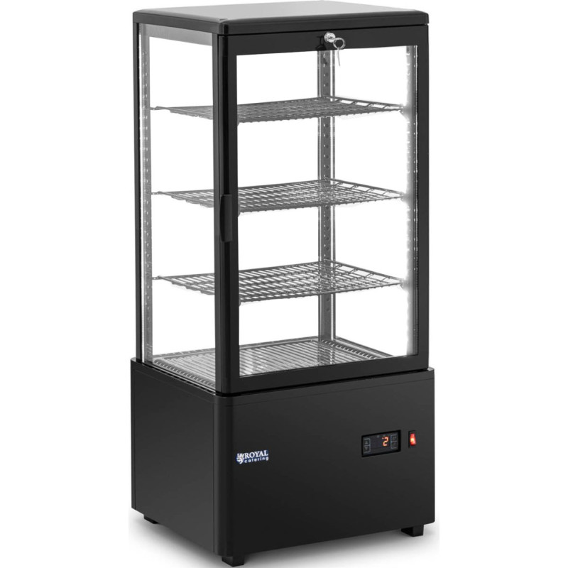 Royal Catering Šaldymo vitrina, stiklinė, 4 lygių, 78 l - juoda