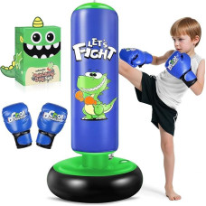 Vaikai Punch Bag 120cm Dinozauras Punch Bag su bokso pirštinės 3-8 metų vaikams bokso rinkinys su tvirta bazė praktika karatė Taekwondo - Dovanų idėja berniukams
