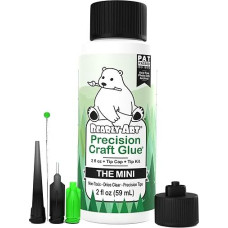 Bearly Art Precision Craft Glue - The Mini - 2fl oz with Tip Kit - Dries Clear - Non-Toxic - Metal Tip - Wrinkle Resistant...