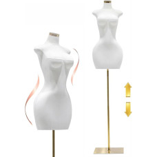 HIYOUGO Plumpy Moteris Manekenas Torso 3/4 Kūno suknelė Kvadratinė metalinė bazė Seksualus manekenas Torso stovas drabužių parduotuvė Dressmaking dizainas Biuras Reguliuojamas aukštis