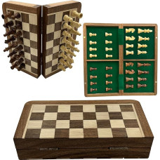 Magnetinių šachmatų rinkinys, magnetinė šachmatų lenta ir figūros, sulankstoma šachmatų lenta, nešiojamasis šachmatų žaidimas su integruota saugykla, rankų darbo, aukščiausios kokybės (35 cm)