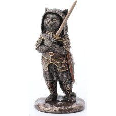 Veronese Design Sir Pounce A Lot The Cat in Knight Armor Resin Sculpture Bronzos apdaila