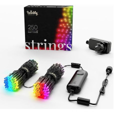 Twinkly Strings – App-gesteuerte LED-Lichterkette mit 250 RGB (16 Millionen Farben) LEDs. 20 Meter. Schwarzes Kabel. Intelligente Beleuchtungsdekoration für den Innen- und Außenbereich