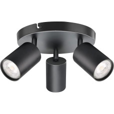 KYOTECH juodas 3 lempučių prožektorius LED lubų šviestuvas Matinis juodas taškinis pasukamas ir pasukamas prožektorius lubų prožektorius 3x GU10 lemputėms lubų šviestuvas be lemputės