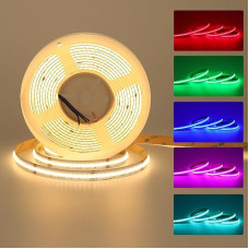 JOYLIT RGBW COB LED Strip 24 V 5 m Indoor RGB + 3000 K Warm White Colour Changing 5 Pin LED Strip 784LEDs/M 19 W/M Very Bright, Flexible Strip Light No Light Dots for Kitchen, Bedroom, DIY Lighting