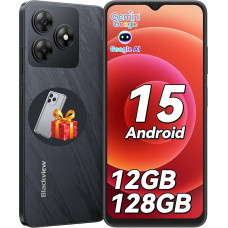 Blackview Mobile Phone Without Contract Android 15, 12GB + 128GB/2TB TF, 90Hz 6.56 Inch, 5000mAh Smartphone without Contract, Octa Core, 13MP + 8MP, Dual SIM/Fingerprint/GPS/OTG/Mobile Phone Case