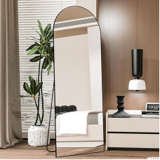 CASSILANDO Arch Full Body Mirror 162 x 53 cm Floor Mirror, Aluminium Alloy Frame Standing Mirror, Full Length Mirror with Stand, Large Wall Mirror in Bedroom, Dressing Room Mirror (Black)