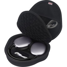 BOVKE Hard Carrying Case with Sleep Mode for Apple AirPods Max Wireless Over-Ear Headphones, AirPods Max Protective Portable Storage Bag with Mesh Pocket for Headphones Accessories, Black