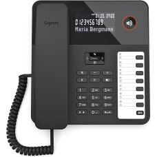Gigaset Desk 600 - Corded Telephone with 7 Double Assignable Direct Dial Buttons - Large LCD Display - 5-Way Navigation Button - Hands-Free Function - MFV or Pulse Selection Black [German Version]