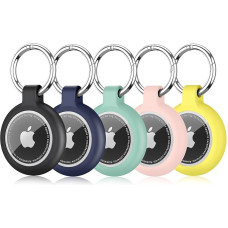 Airtag-Halter, 5 Stück, Schlüsselanhänger-Hülle, wasserdichte Silikon-Schutzhülle für Airtags, kratzfeste GPS-Abdeckung mit Schlüsselanhänger für Airtag-Tag-Artikelfinder für Haustiere, Kinder, Gepäck