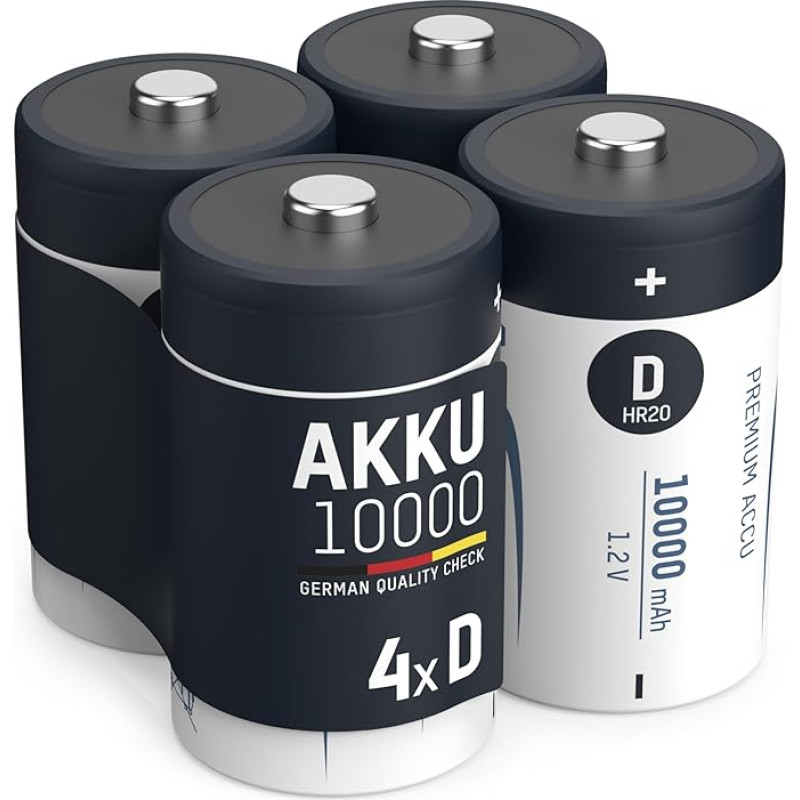 ANSMANN 10000 mAh D dydžio įkraunama baterija (2 pakuotės po 2)