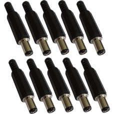 AERZETIX - C42278-10 x male plug - jack plug adapter - power plug - straight DC 6.3/3.1mm - for solder