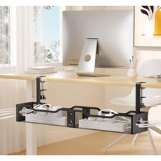 Po stalu esantis kabelių valdymo dėklas, metalinio tinklo kabelių organizatoriaus dėžutė po stalu, nereikia gręžti, kabelių kanalas, spaustukas / varžtas, skirtas biurui ir namams