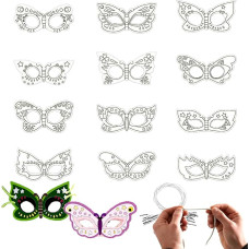 Dcsfadq Pack of 24 Butterfly Masks, DIY Set, Animal Masks for Children, Craft Blank Colouring Mask, Paper Masks for Cosplay Party, Children's Birthday, Easter, Halloween