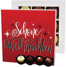 Hallingers 9 Manufactory Chocolates Handmade, Alcohol Free (108 g) - Beautiful Christmas, Red (Chocolate Box) - for Christmas, Congratulations, Thank You - Give Now for Christmas 2023