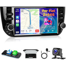 Motorsi 2+64G Car Radio for Fiat Punto 10-16/Linea 12-15 Radio with Wireless Carplay, 6.2 Inch Screen Car Stereo with GPS Navi/WiFi/Bluetooth/Android Car/RDS/FM/USB/SWC/Mirror Link/Canbus + Cam