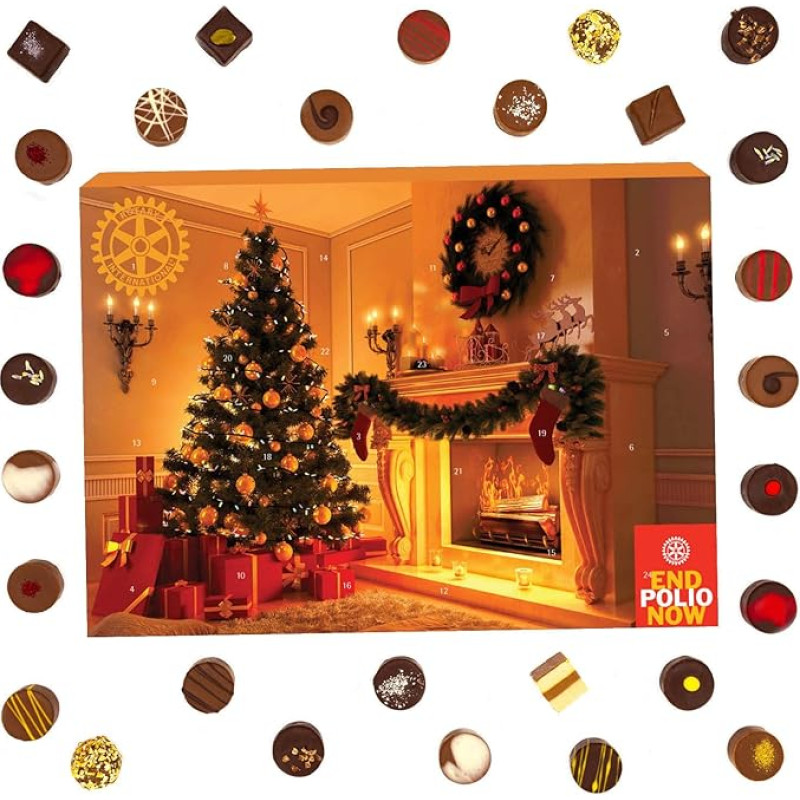 Hallingers Rotary International - Pralinen Adventskalender handgemacht ohne Alkohol Kooperation Rotary Club Schwaben-Dreiländereck (Box) - Geschenkideen Weihnachten & Geschenke Adventskalender | Glück