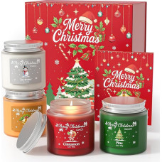 NORVENCE Weihnachtskerze, Duftkerze Geschenkset 4 Stück, Urlaubskerzen Geschenke für Frauen und Männer, perfekte Weihnachtsgeschenke für Frauen (Zimt, Kiefer, Vanille, Jasmin, 400g)