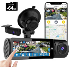 Z-Edge Dashcam 3-Channel 5K/4K/2K/1080P with GPS Wi-Fi, Front Inner Rear, IPS Touch Screen, WDR, Infrared Night Vision, Loop Recording, App Control, with 64GB Memory Card, Supports Max. 512GB