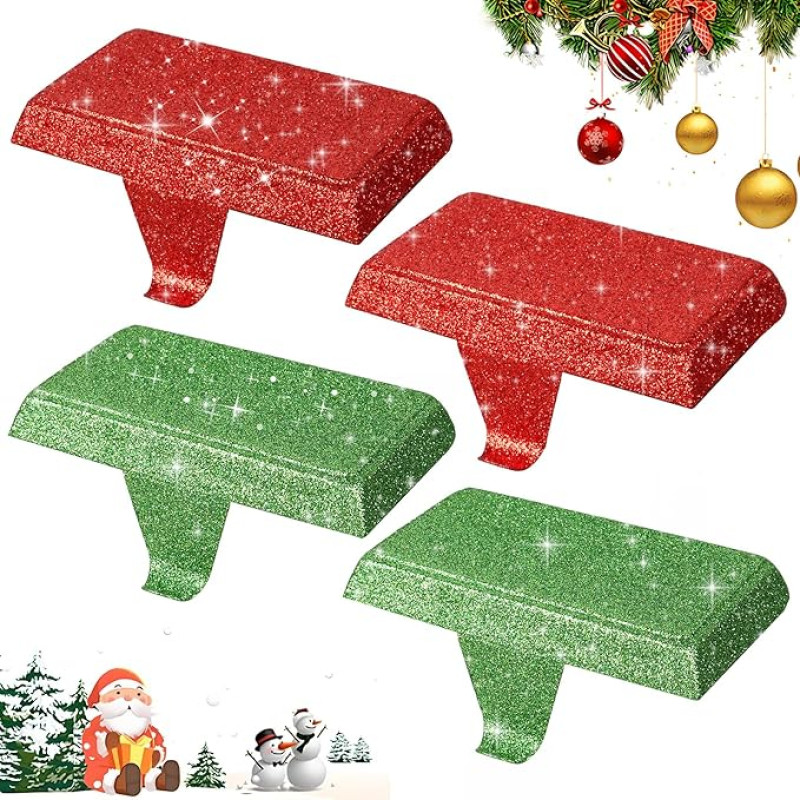 Ruaizel Kalėdinių kojinių laikiklis, 4 vnt., kalėdinių kojinių kabliukai, skirti kalėdinėms kojinėms, kalėdiniams kamuoliams, kalėdiniams vainikams, kalėdinėms židinio dekoracijoms