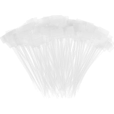 TA-VIGOR Nylon Cable Ties, 2.5mm x 100mm, Self Locking Plastic Ties, Cord Tags with Labels, Stickers for Wire Organization, Marking, White, Pack of 300