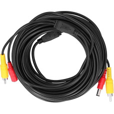 Portable CCTV Cable 2 in 1 Video Power Cable RCA Male DC for DVD Player, Security System, Surveillance Camera (15m)