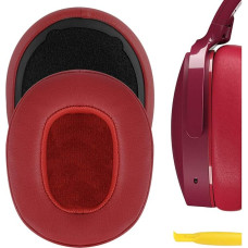 Geekria QuickFit Protein Leather Replacement Ear Pads for Skullcandy Crusher Wireless, Crusher Evo, Crusher ANC, Hesh 3 Headphones, Ear Pads, Headset, Ear Cups, Repair Parts (Red)