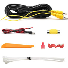 GREENAUTO 15 m patobulintas dvigubai ekranuotas RCA vaizdo kabelis monitoriui ir galinio vaizdo kamerai prijungti, AV prailginimo kabelis su geltonu RCA vaizdo kabeliu nuo moteriškos lyties iki moteriškos lyties ir maitinimo kabeliu