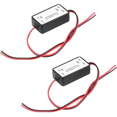 2 pakuočių pakuotė 12 V atbulinės eigos kameros filtras, automobilio signalo filtras DC 12 V, atbulinės eigos kameros signalo filtras, maitinimo relės kondensatorius, lygintuvas, ekrano trikdžių stabilizavimas, skirtas visoms transporto priemonėms