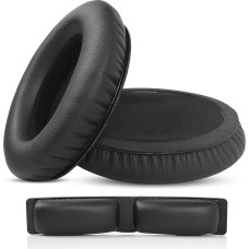 ACCOUTA Premium pakaitinės ausų pagalvėlės ir galvos juosta, suderinamos su KRK KNS6400 KNS8400 6402 8402 ausinėmis Ausų pagalvėlės ir galvos juosta su minkštesne baltymine oda ir atminties putomis
