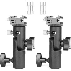 Flash Tilt Umbrella Holder Aluminium Hot Shoe ChromLives 2 Pieces Flash Light Stand with Hot Shoes 1/4 Inch 3/8 Inch Spigot Flash Tilt for Lamp Tripod Flash Units Reflex Umbrellas Translucent