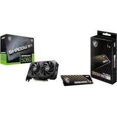 MSI GeForce RTX 5060 8G Shadow 2X OC Vaizdo plokštė GDDR7, PCIe 5.0, HDMI 2.1b, DP 2.1b SPATIUM M470 PRO SSD 1TB - PCIe 4.0 NVMe M.2 vidinis SSD, 6000MB/s skaitymo ir 4500MB/s rašymo greitis