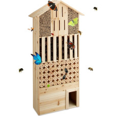 Relaxdays insect hotel XXL standing nesting aid for bee, butterfly, hedgehog house, wood, HxWxD: 118 x 57 x 24 cm, natural