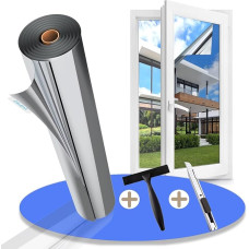 Gufoltie Heat Protection Film Window 90 x 400 cm Sun Protection Window Interior and Outdoor Mirror Film Window Privacy Window Film Sun Protection Self-Adhesive UV Protective Film for Summer Silver