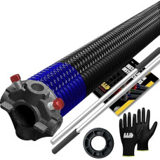 Garagentor-Torsionsfeder 262 x 2 x 39 cm, für die rechte Seite des Garagentors mit Wickelstangen, 2,5 cm Nylonbuchse und Handschuhen, robuste Präzisions-E-Beschichtung, mindestens 30.000 Zyklen