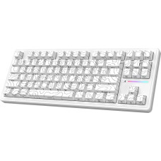 ATTACK SHARK M87PRO TKL Wireless Mechanical Gaming Keyboard, BT5.0/2.4G Wireless/USB-C Wired Hot-Swap RGB Keyboard with US Layout QWERTY, Linear White Switch - White Contour